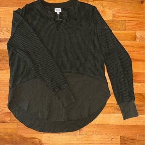 BKE Dark dark green Ribbed Knit Top